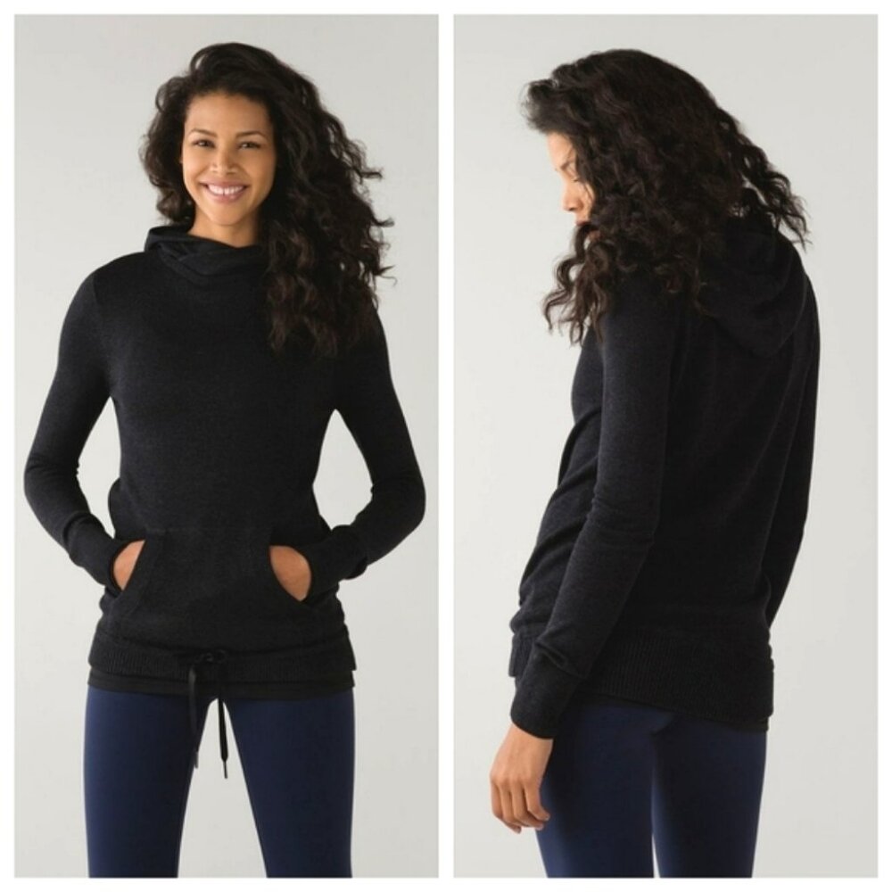 Lululemon Sweet Savasana Pullover Knit Cashmere Hoodie Heathered Black Size S